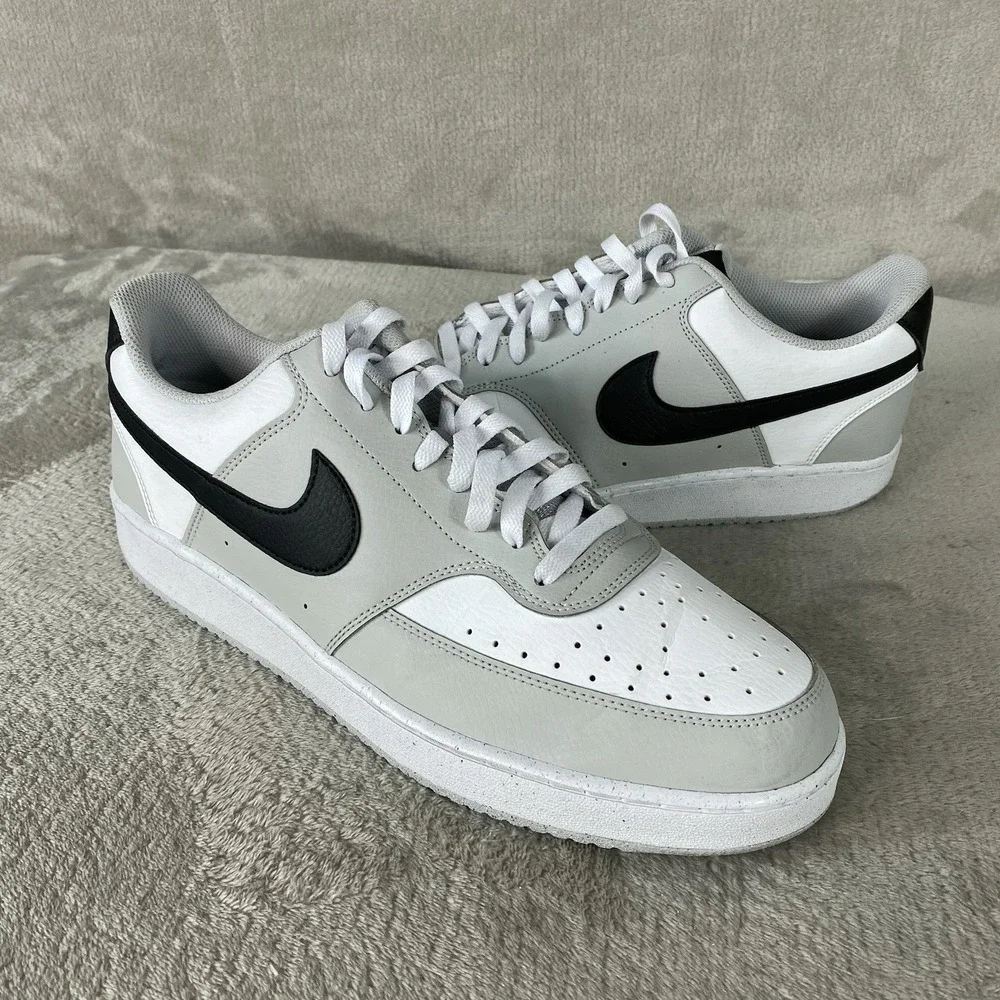 Nike Court Vision Mens Sneakers Shoes Size 13 Grey Fog White Next Nature Leather